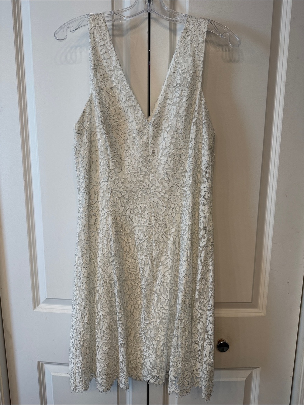kenzie Ivory Lace V-Neck Sleeveless Dress